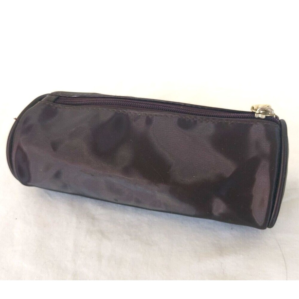 SHISEIDO Makeup Bag Cilinder Brown zipper Cosmetic Toiletry Pouch New